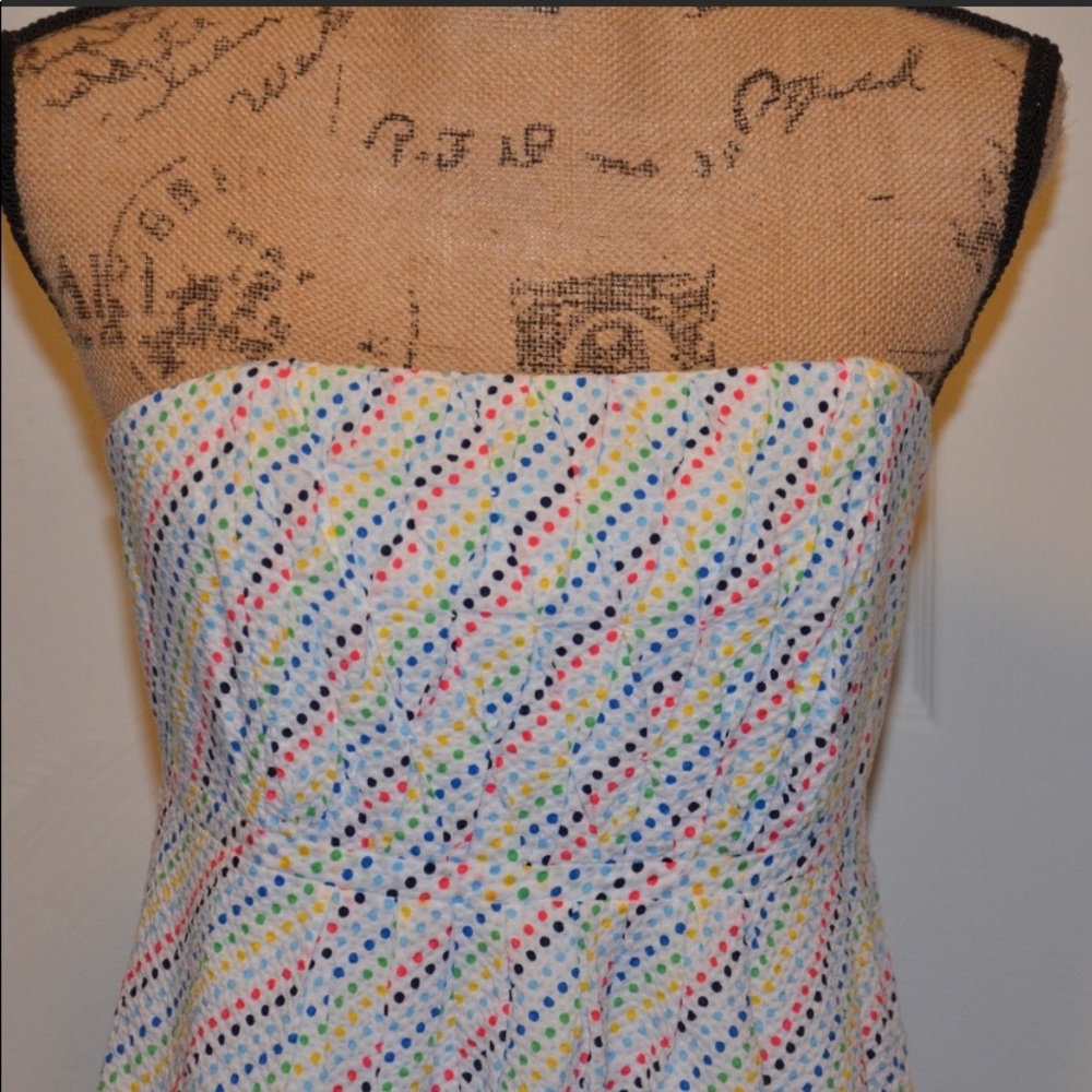 Lilly Pulitzer Multi-color Polka Dot Seersucker Strapless Dress, Size 0 dress - Picture 2 of 8